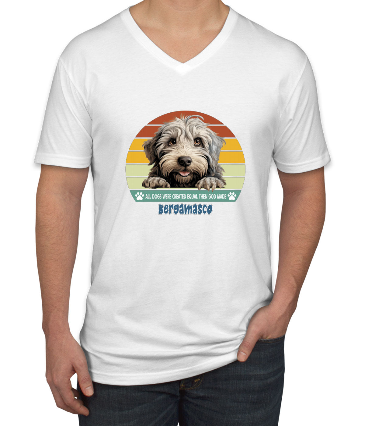 All Dogs Were Created Equal Bergamasco Men's V Neck T-shirt