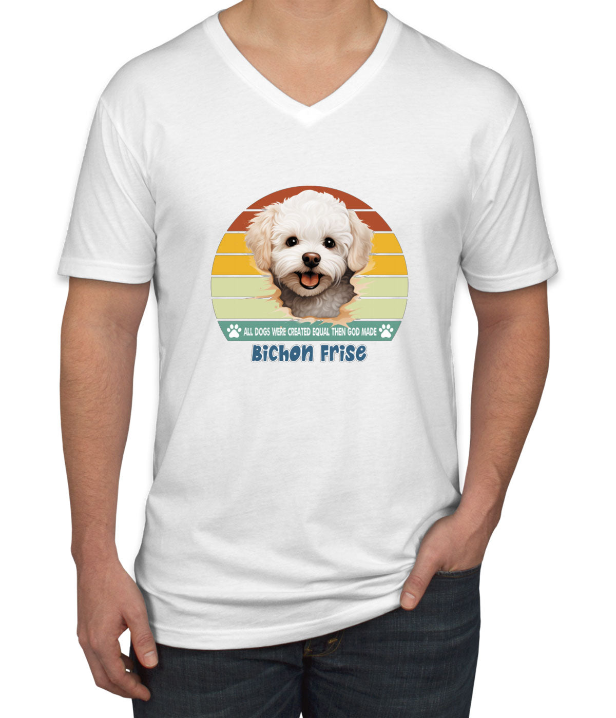 All Dogs Were Created Equal Bichon Frise Men's V Neck T-shirt