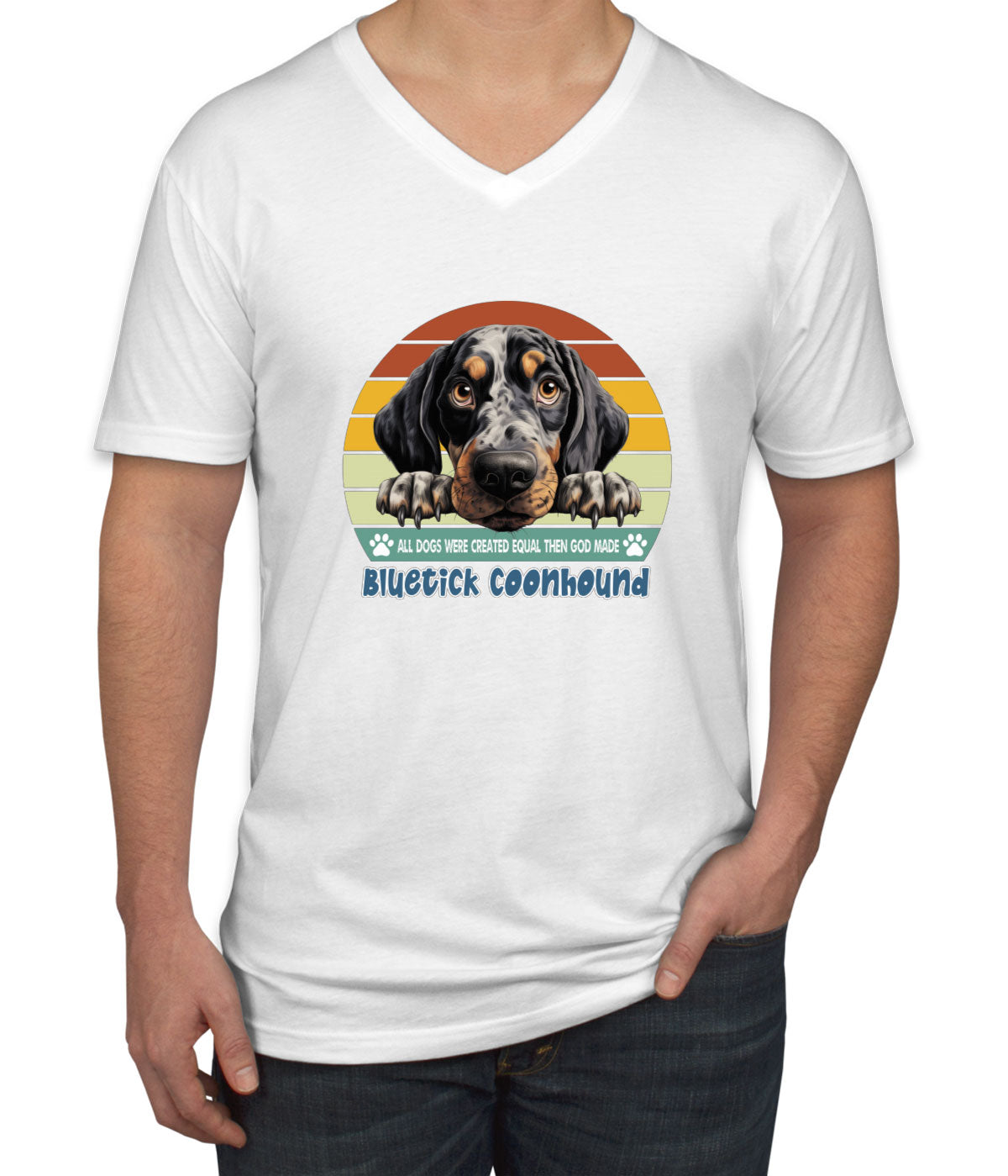 All Dogs Were Created Equal Bluetick Coonhound Men's V Neck T-shirt