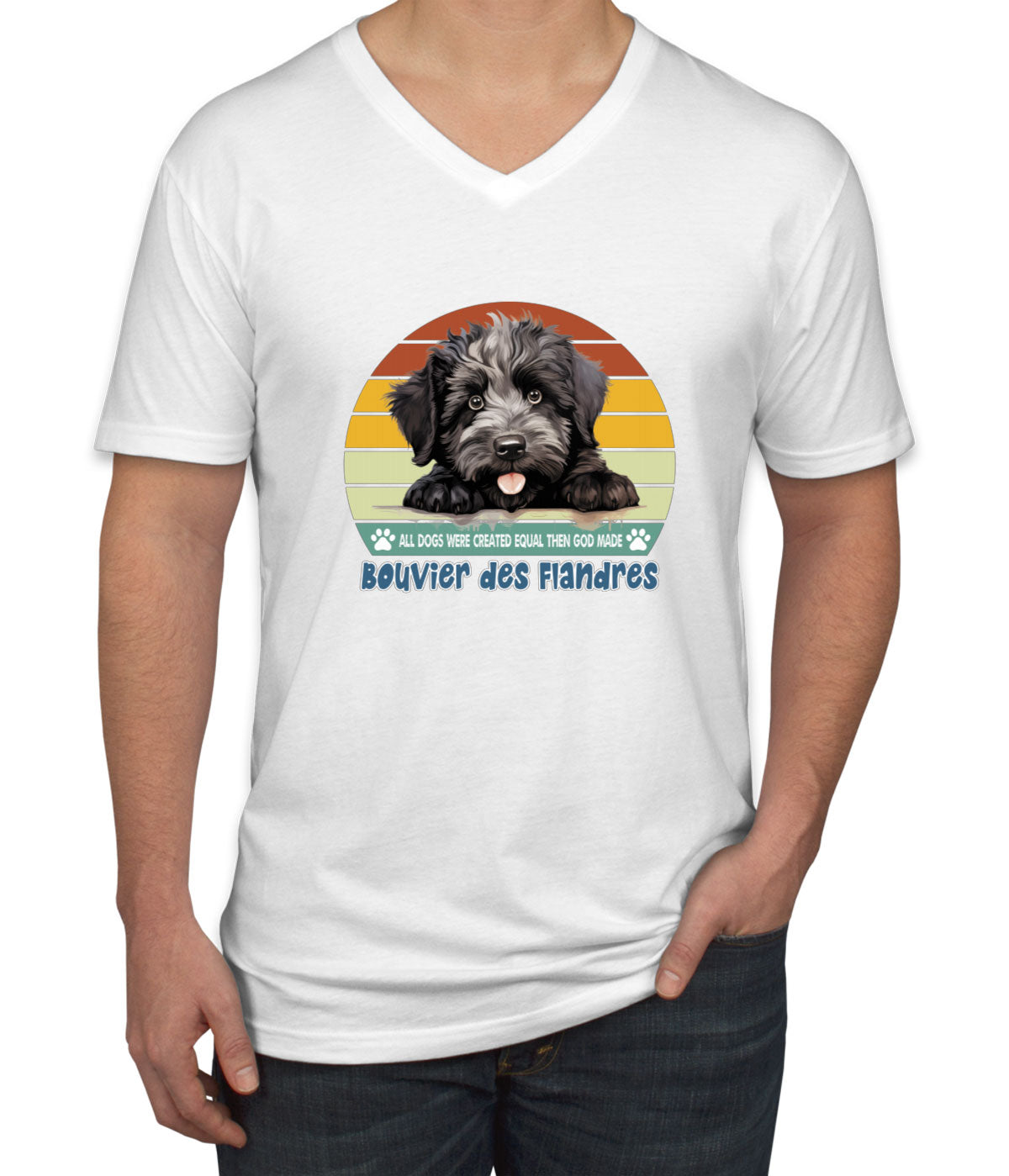 All Dogs Were Created Equal Bouvier Des Flandres Men's V Neck T-shirt