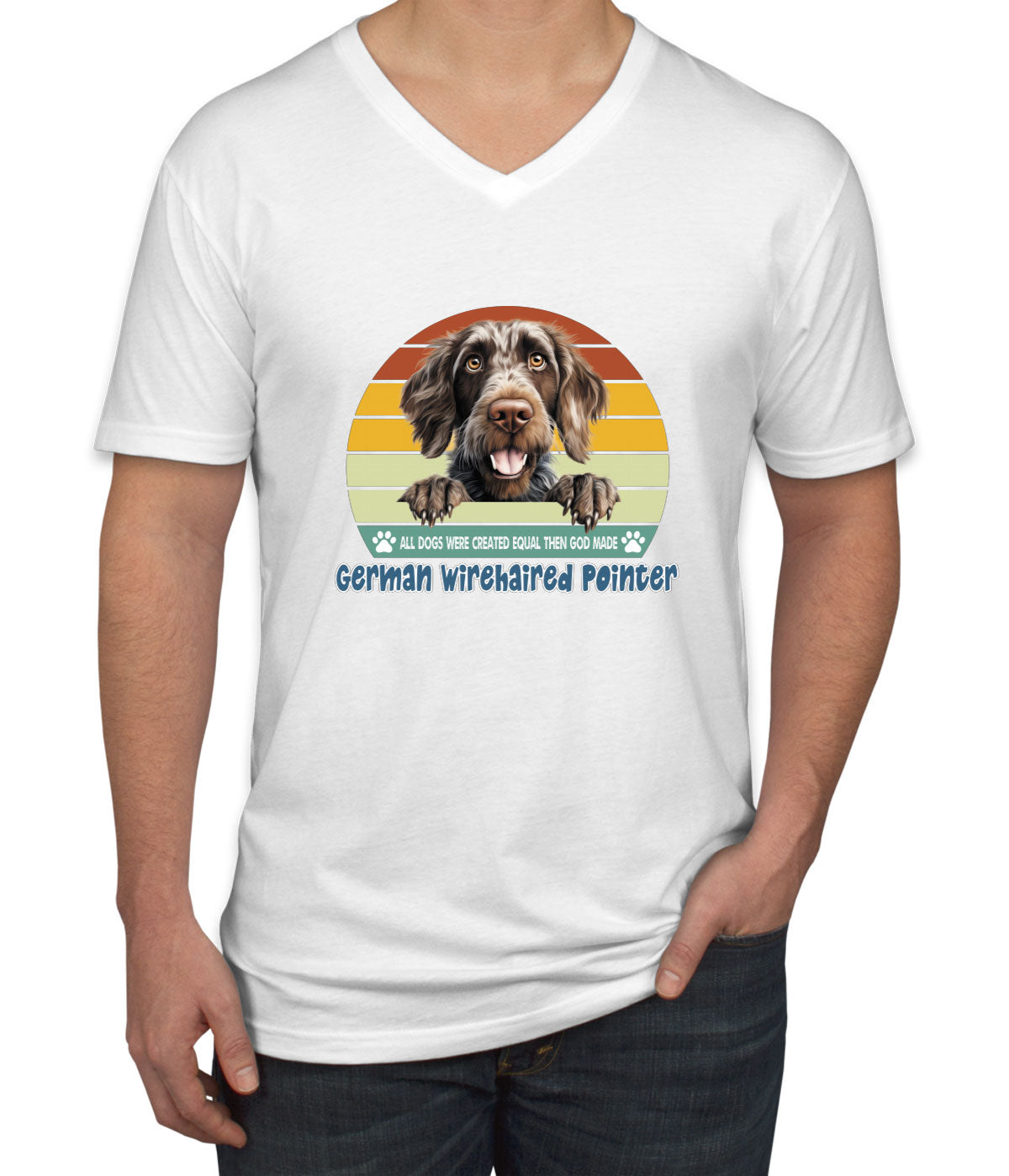 All Dogs Were Created Equal German Wirehaired Pointer Men's V Neck T-shirt