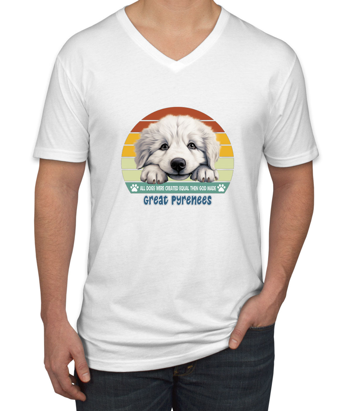 All Dogs Were Created Equal Great Pyrenees Men's V Neck T-shirt