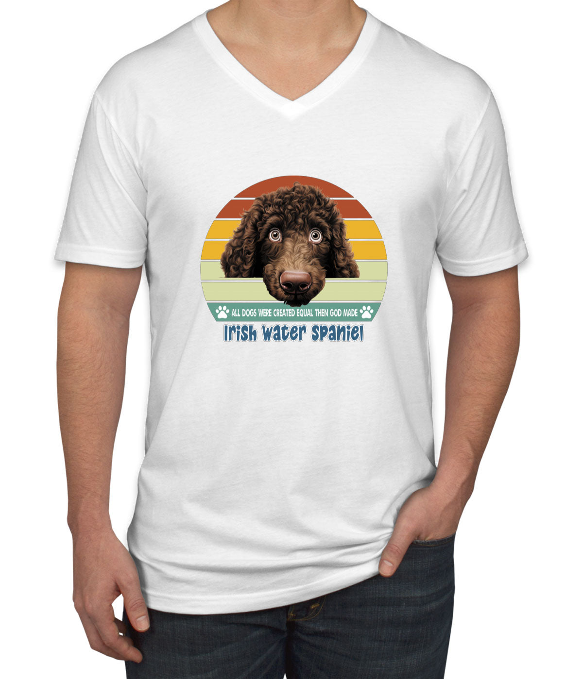 All Dogs Were Created Equal Irish Water Spaniel Men's V Neck T-shirt