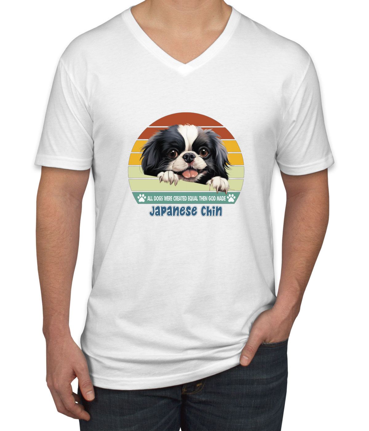 All Dogs Were Created Equal Japanese Chin Men's V Neck T-shirt