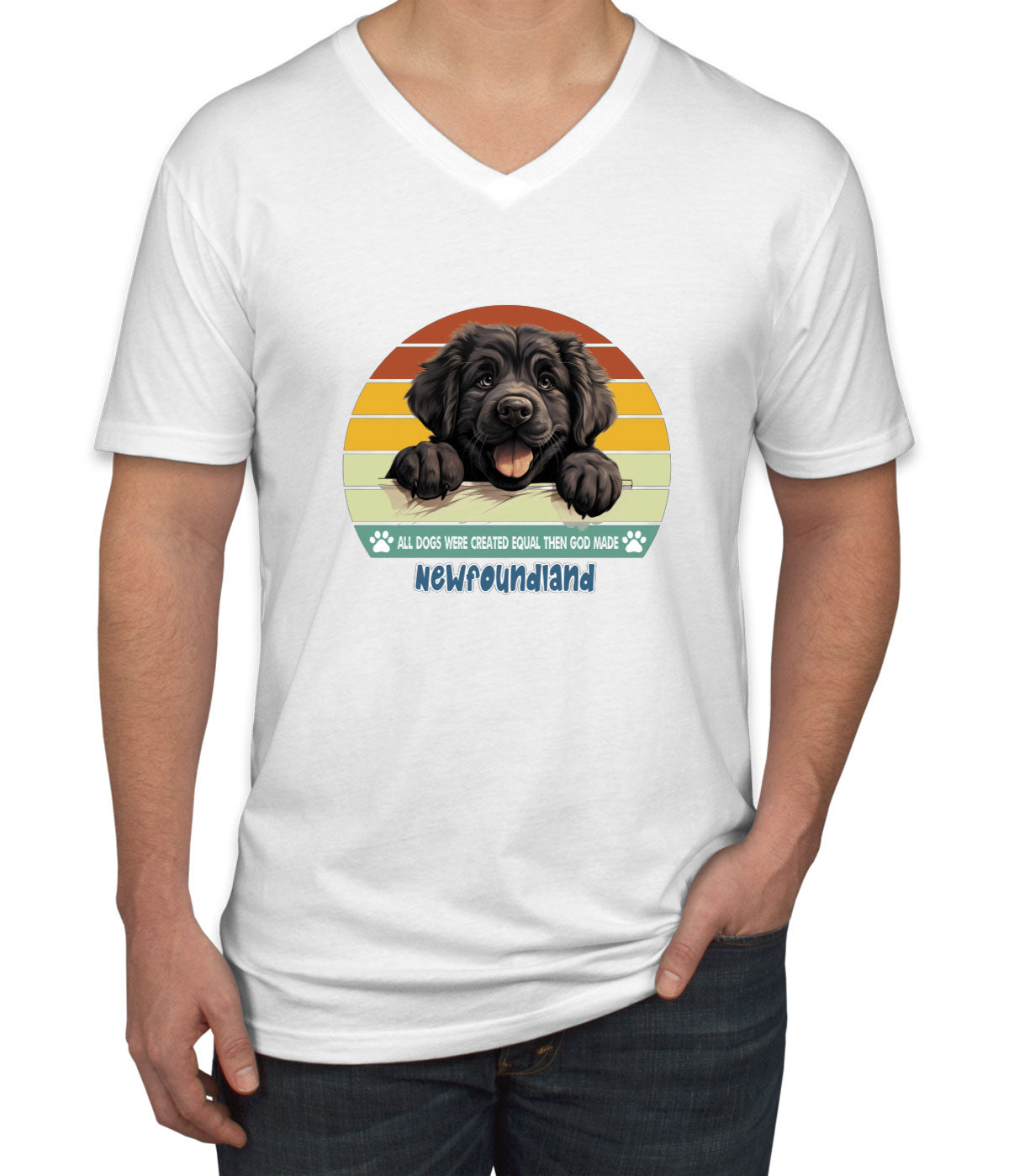 All Dogs Were Created Equal Newfoundland Men's V Neck T-shirt