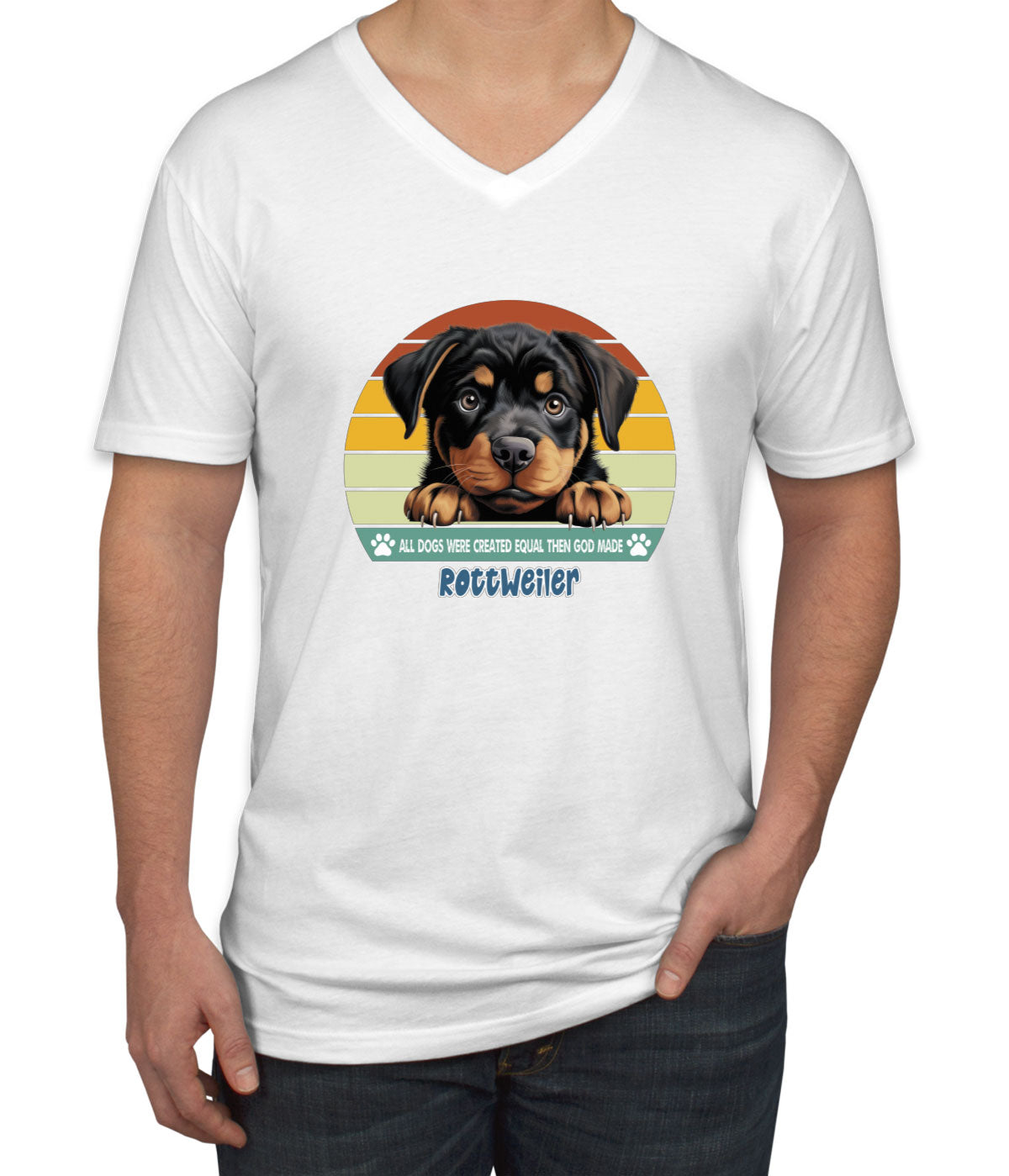 All Dogs Were Created Equal Rottweiler Men's V Neck T-shirt