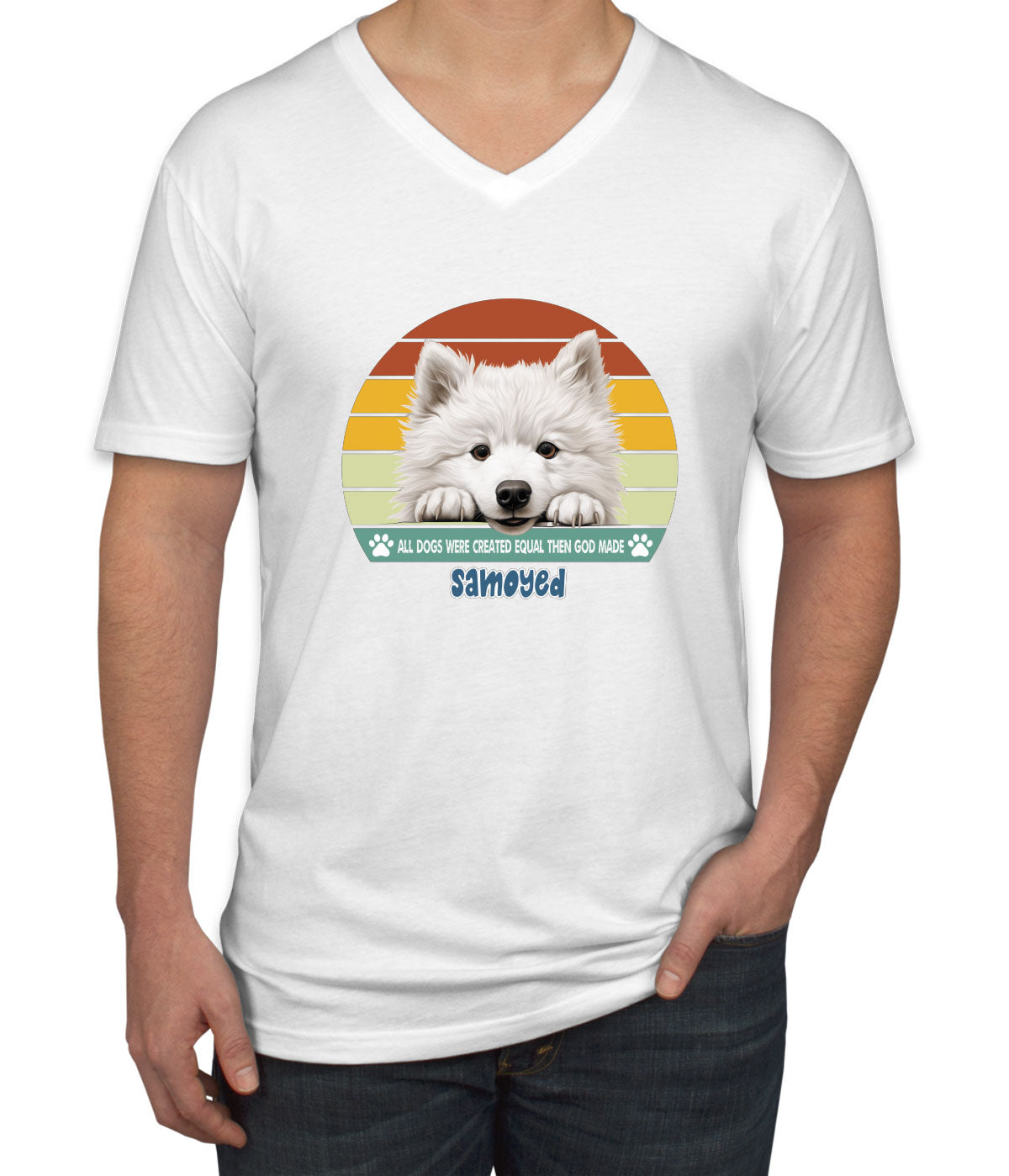 All Dogs Were Created Equal Samoyed Men's V Neck T-shirt