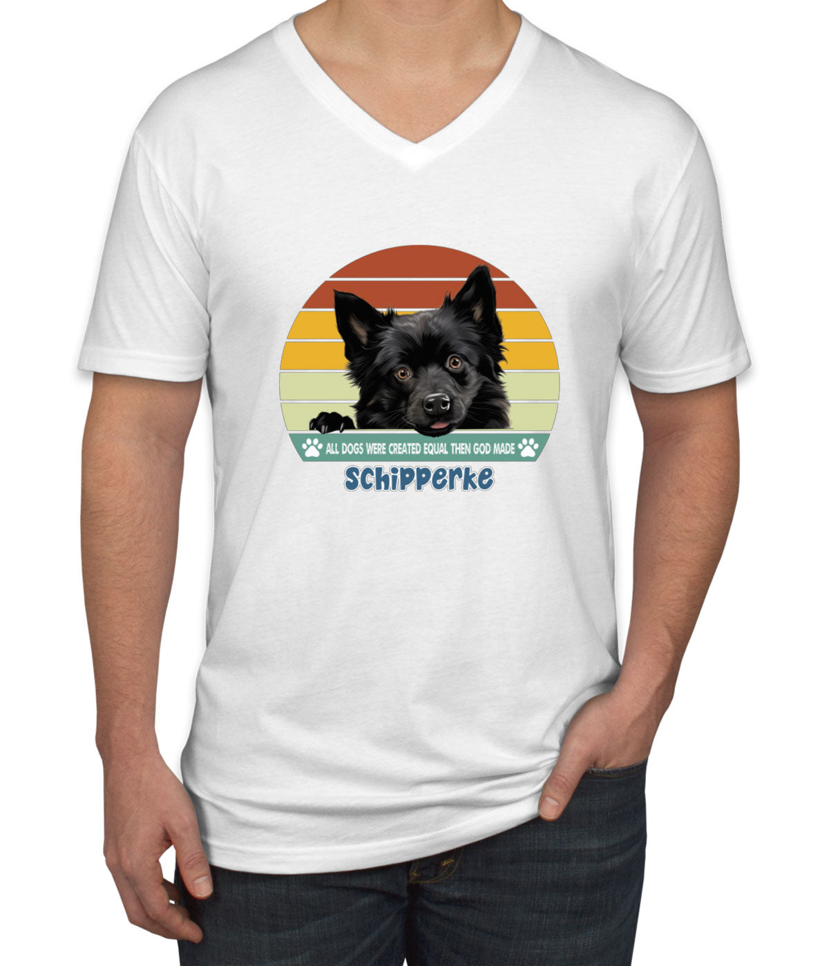 All Dogs Were Created Equal Schipperke Men's V Neck T-shirt