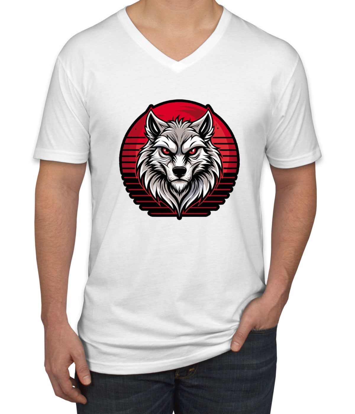 Wolf Head Men's V Neck T-shirt