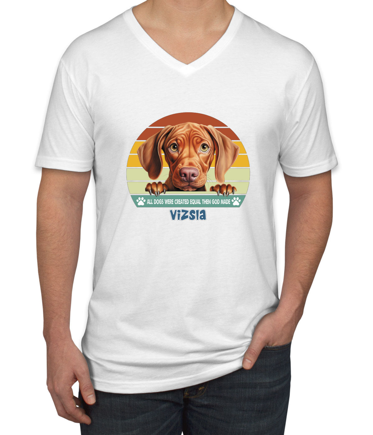 All Dogs Were Created Equal Vizsla Men's V Neck T-shirt