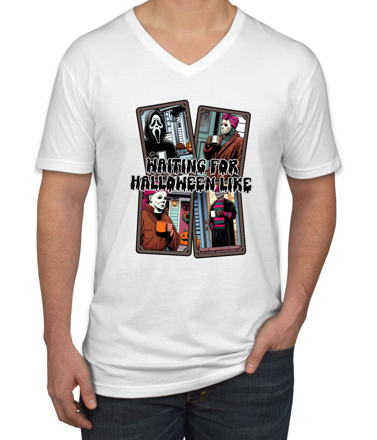 Waiting For Halloween Like Men's V Neck T-shirt
