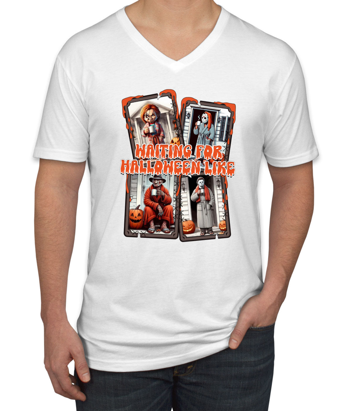 Waiting For Halloween Like Men's V Neck T-shirt