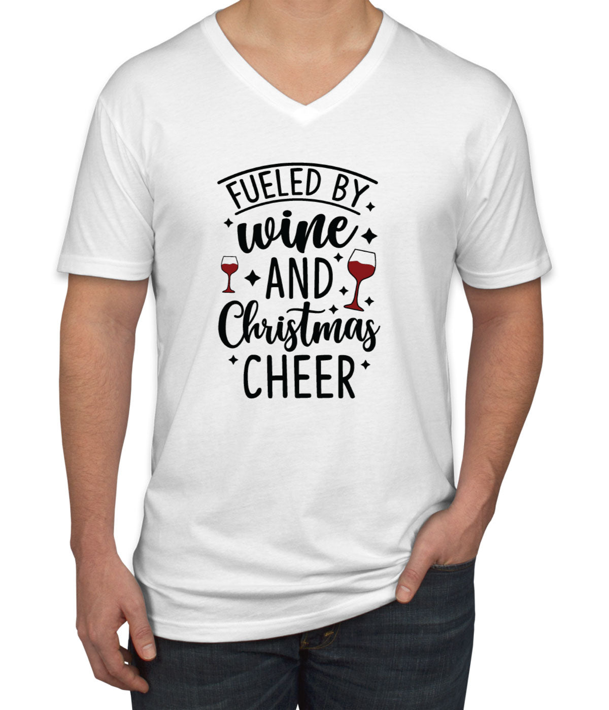 Fueled By Wine And Christmas Cheer Men's V Neck T-shirt