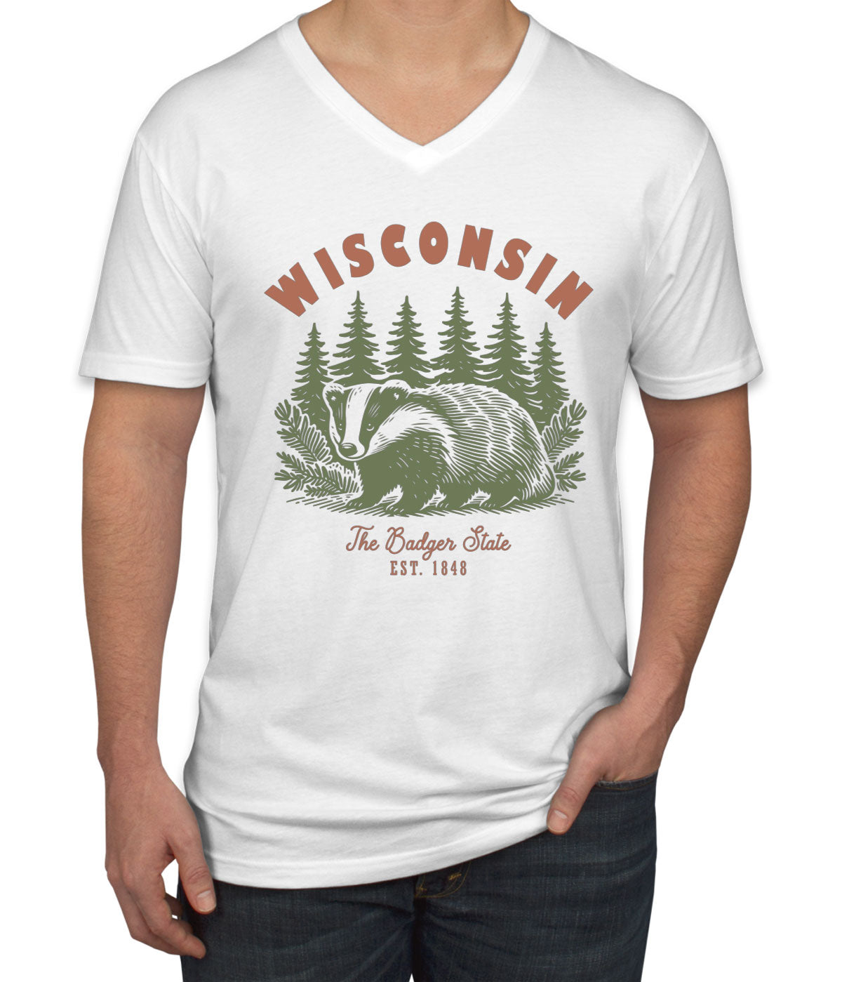 Wisconsin State Vintage Men's V Neck T-shirt