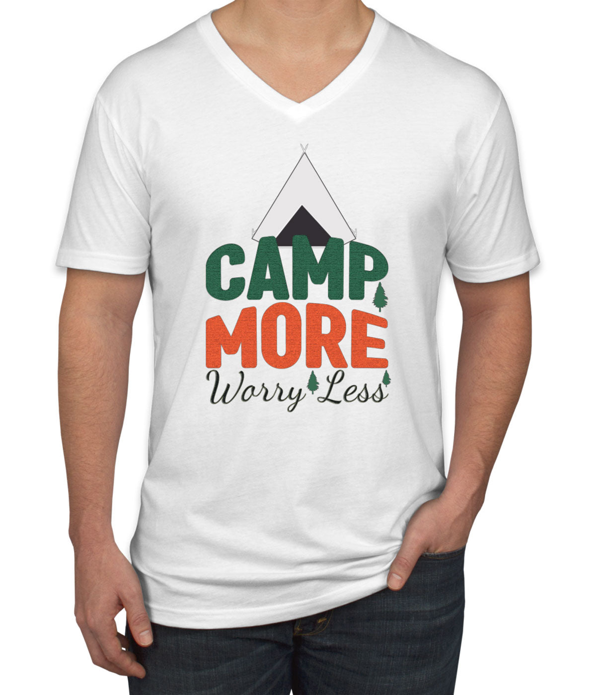 Camp More Worry Less Men's V Neck T-shirt