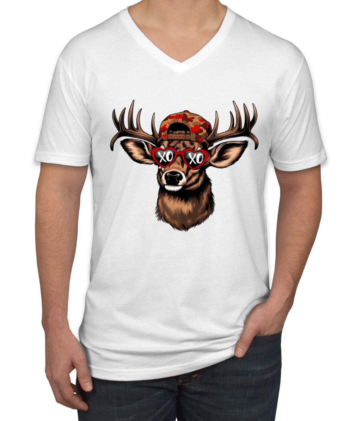 XOXO Deer Hunting Men's V Neck T-shirt