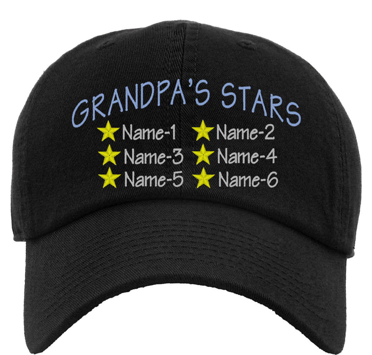 Grandpa's Stars Custom 6 Names Premium Baseball Cap