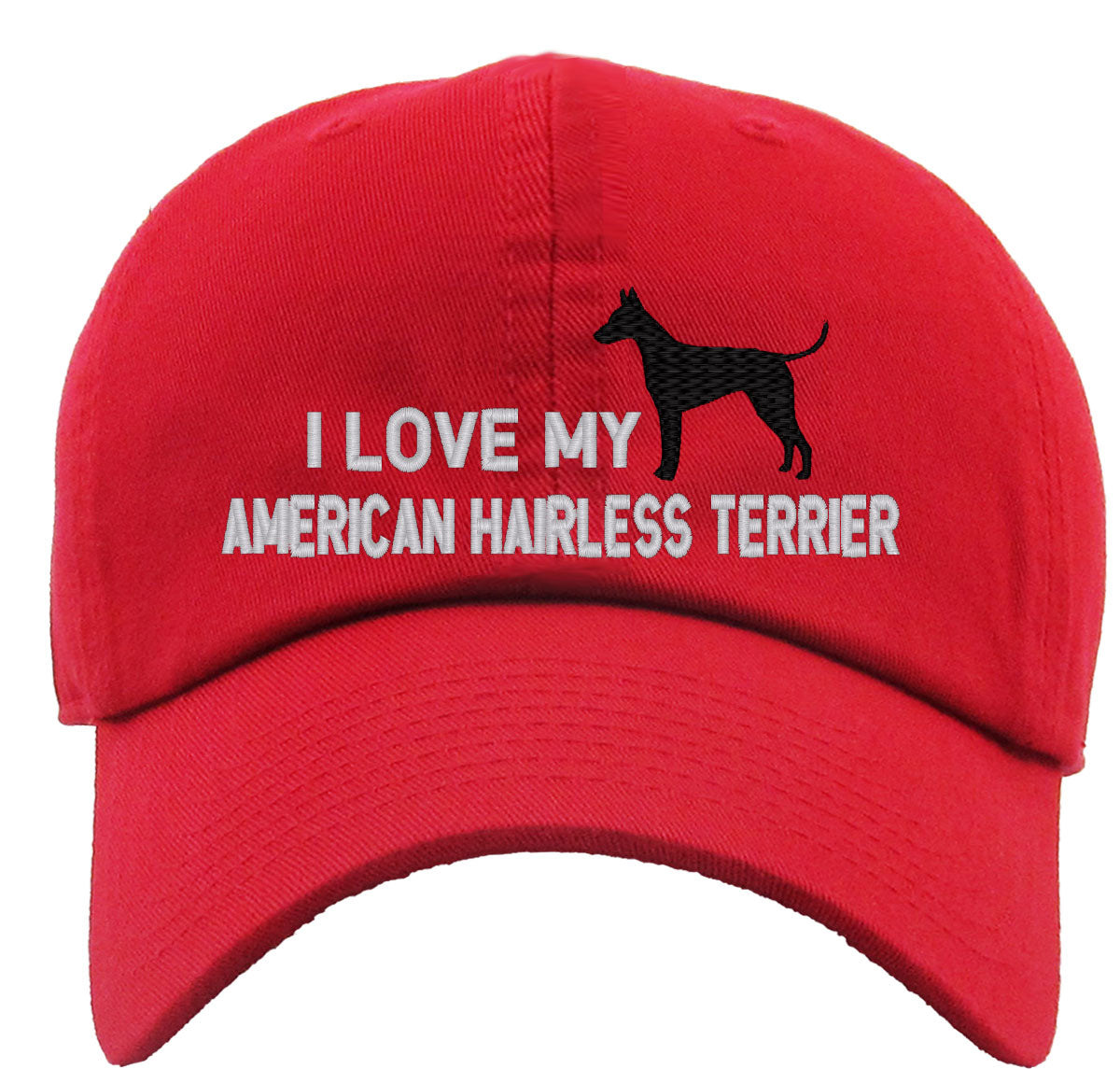 I Love My American Hairless Terrier Dog Premium Baseball Cap