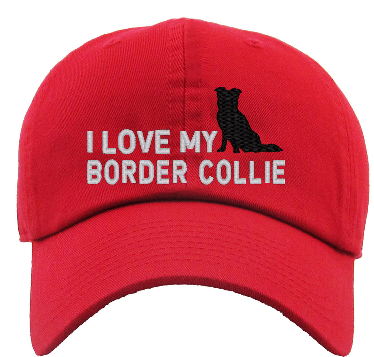 I Love My Border Collie Dog Premium Baseball Cap