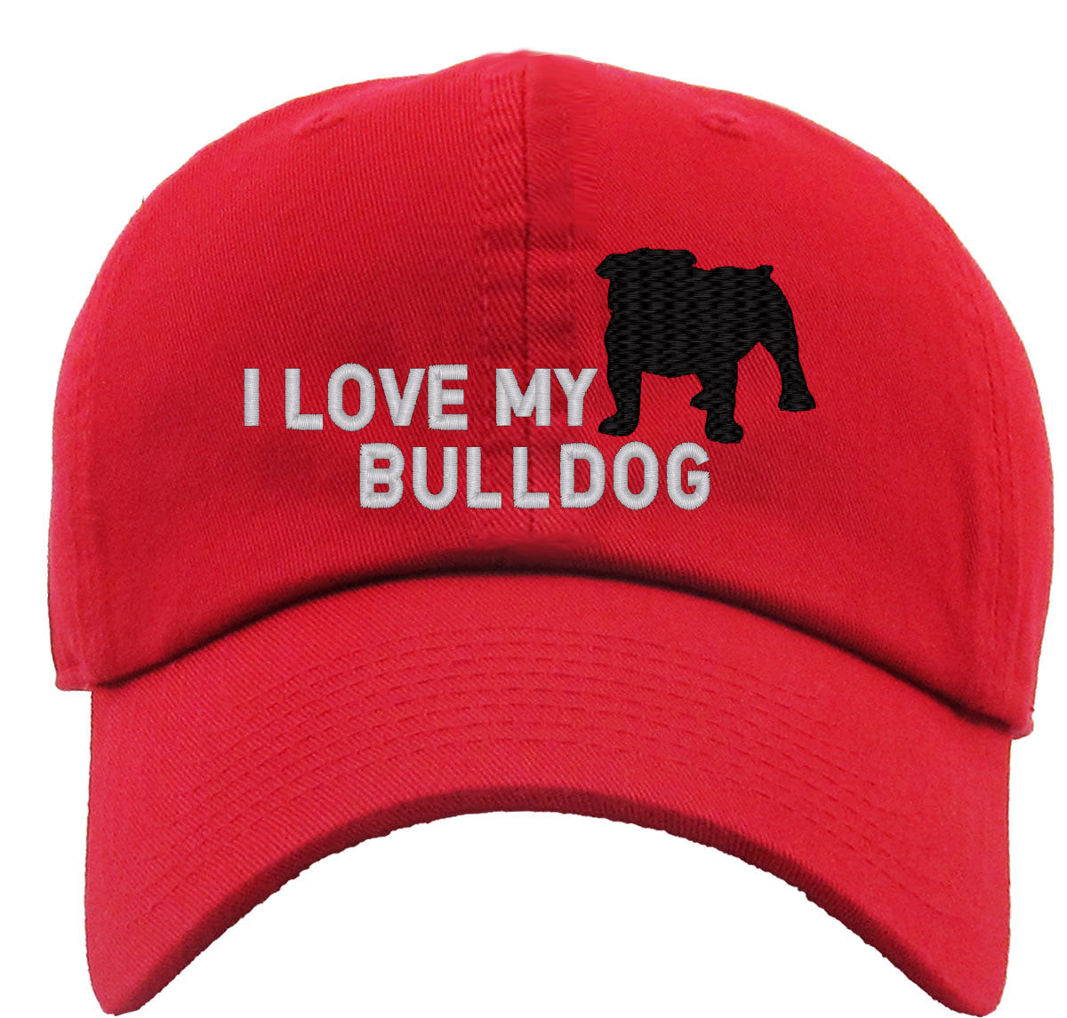 I Love My Bulldog Premium Baseball Cap