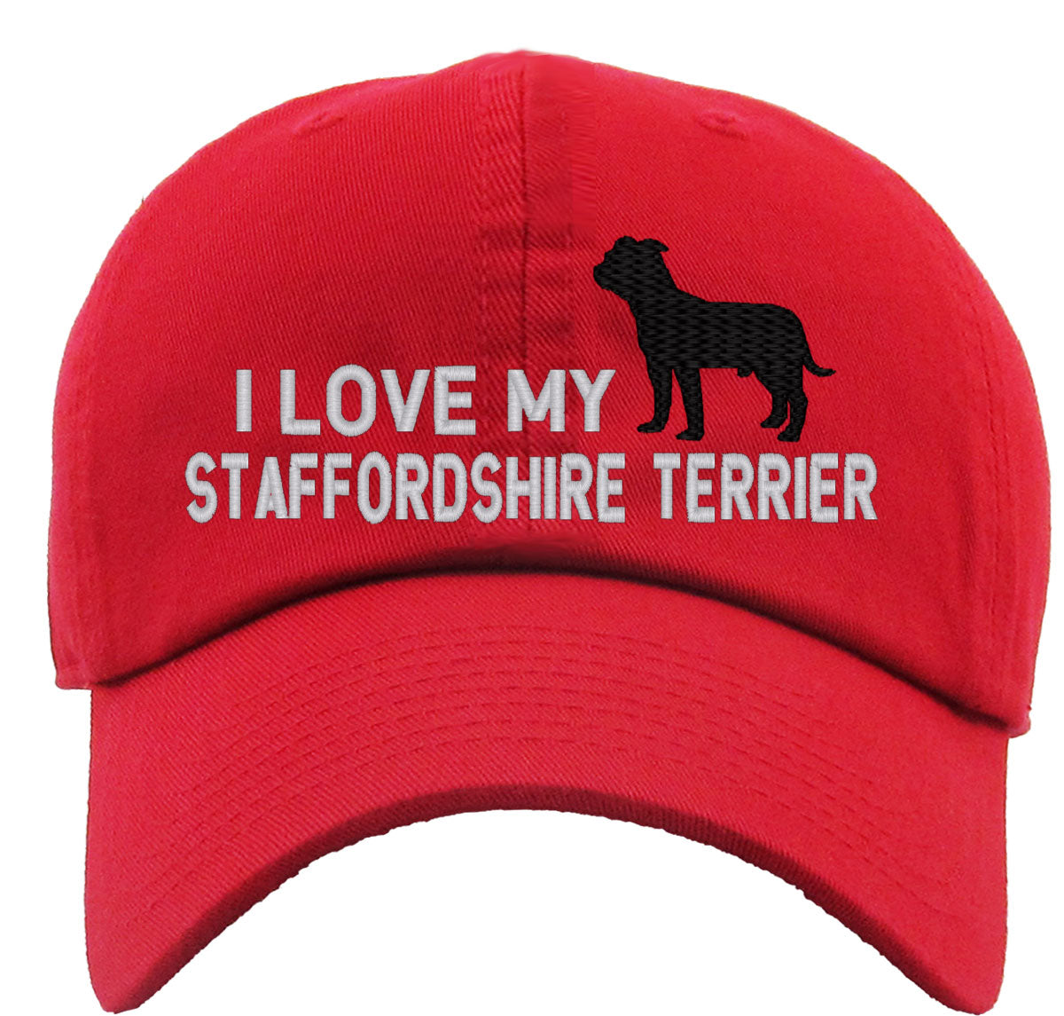 I Love My Staffordshire Terrier Dog Premium Baseball Cap
