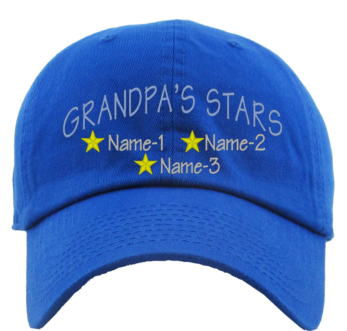 Grandpa's Stars Custom 3 Names Premium Baseball Cap