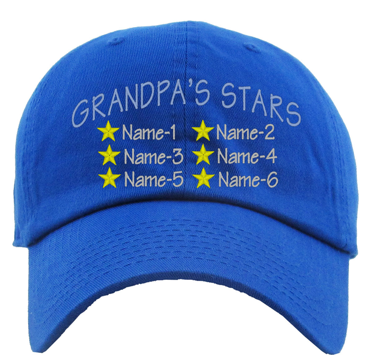 Grandpa's Stars Custom 6 Names Premium Baseball Cap