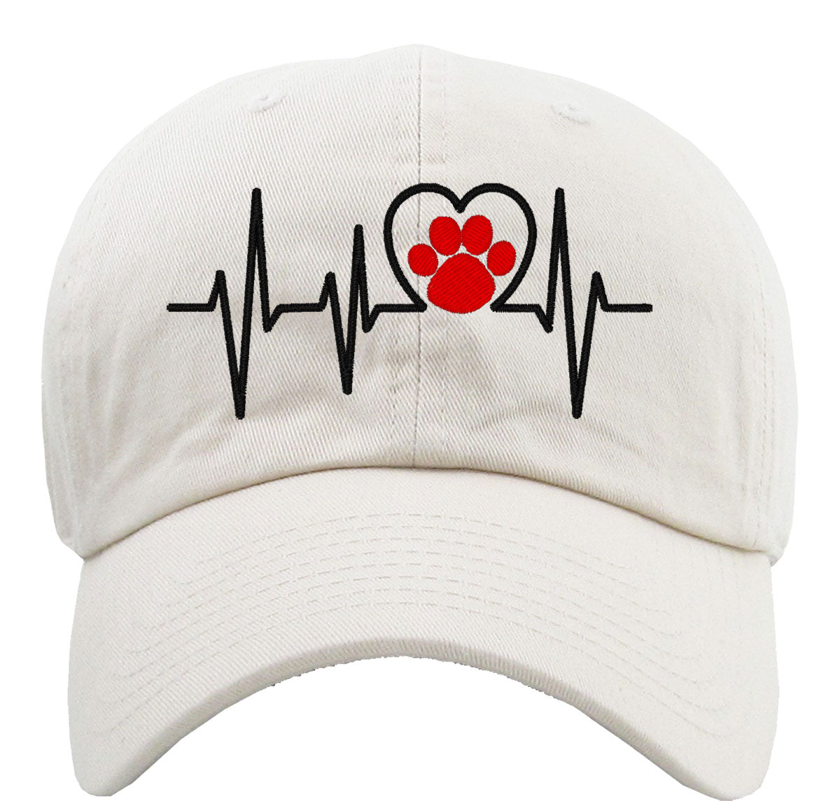 Cat Heartbeat Paw Print Lifeline Premium Baseball Cap