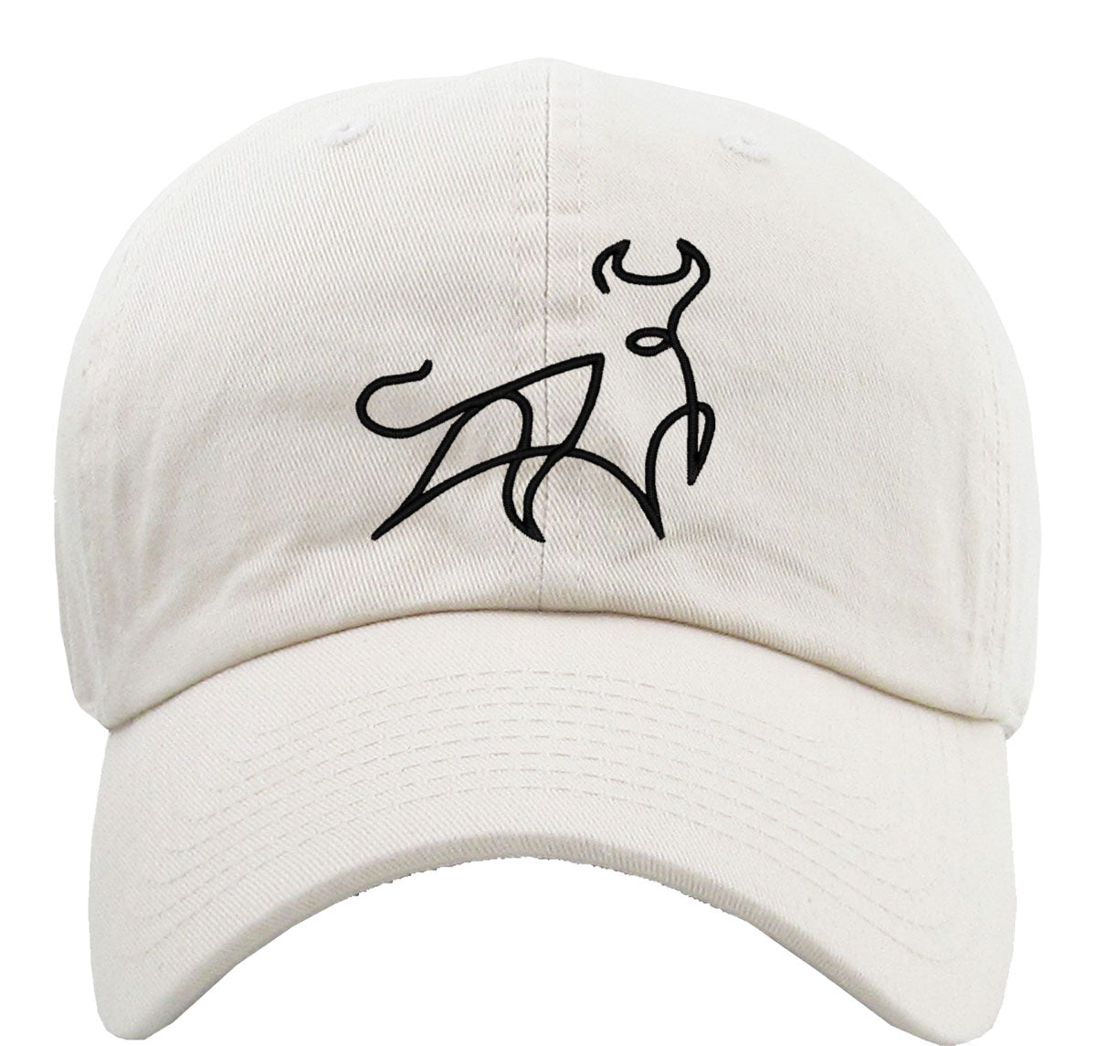One Line Bull Drawing Premium Baseball Cap