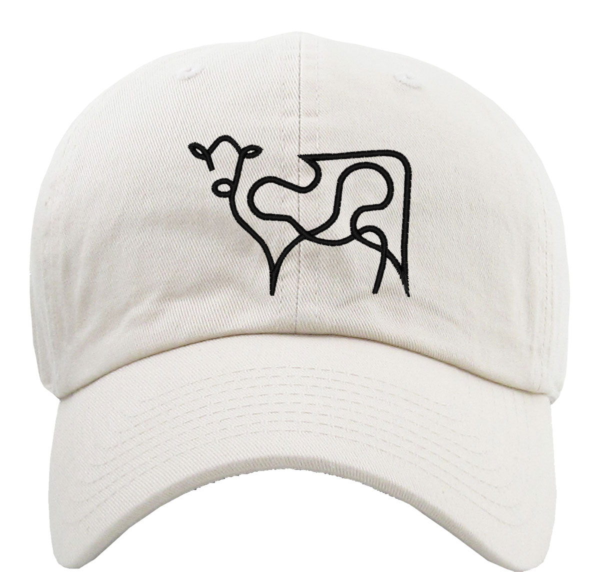 One Line Cow Drawing Premium Baseball Cap