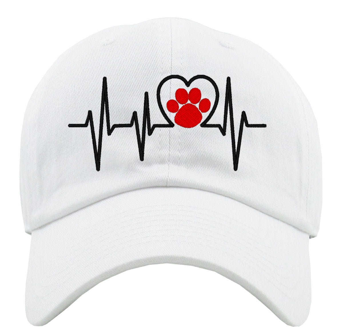 Cat Heartbeat Paw Print Lifeline Premium Baseball Cap