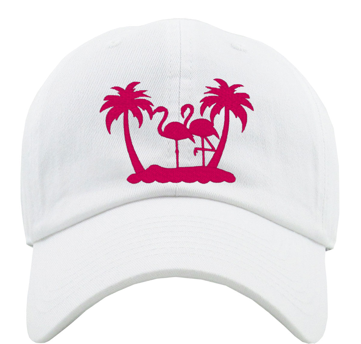Flamingo And Palm Trees Premium Baseball Cap