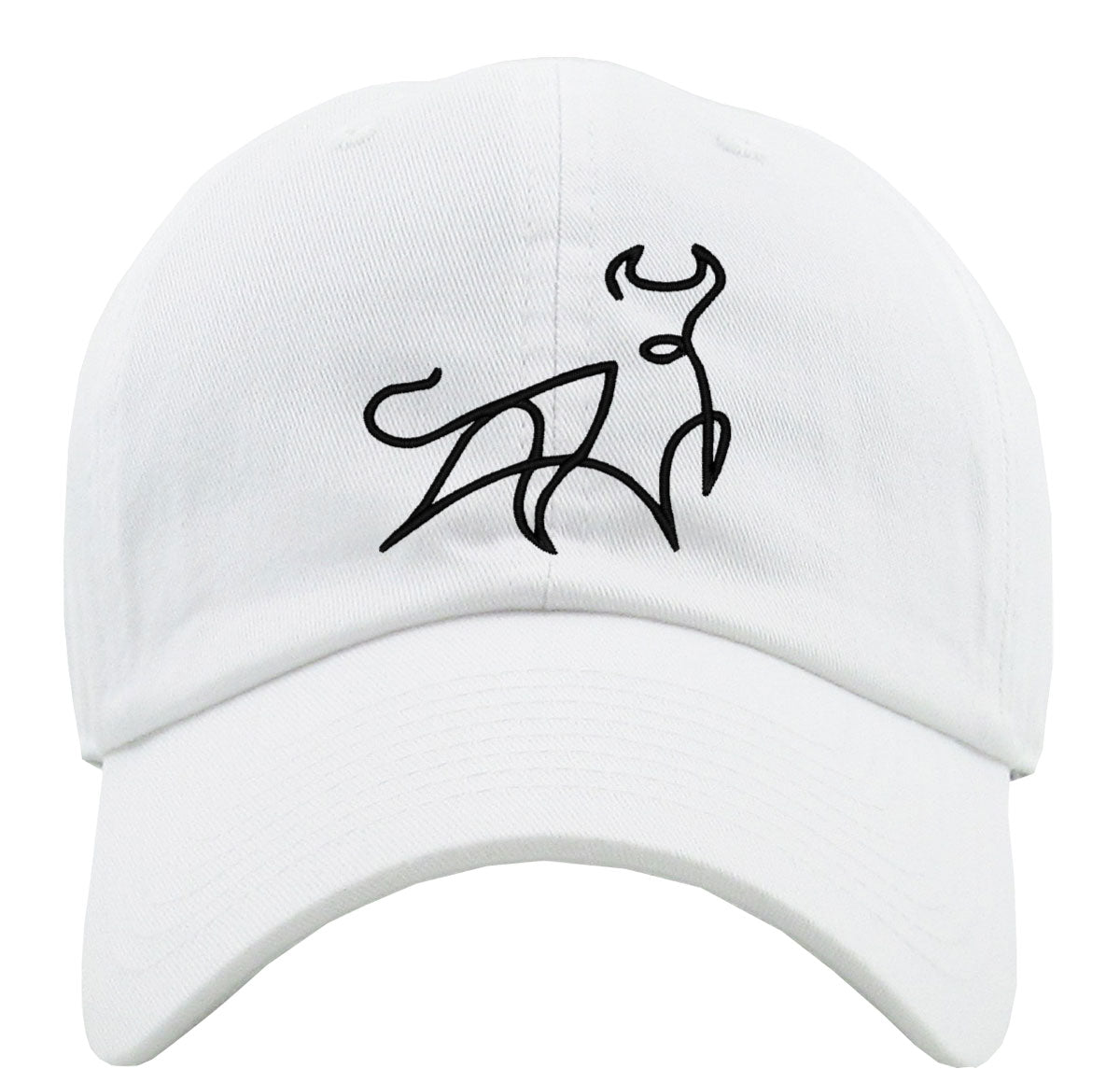 One Line Bull Drawing Premium Baseball Cap