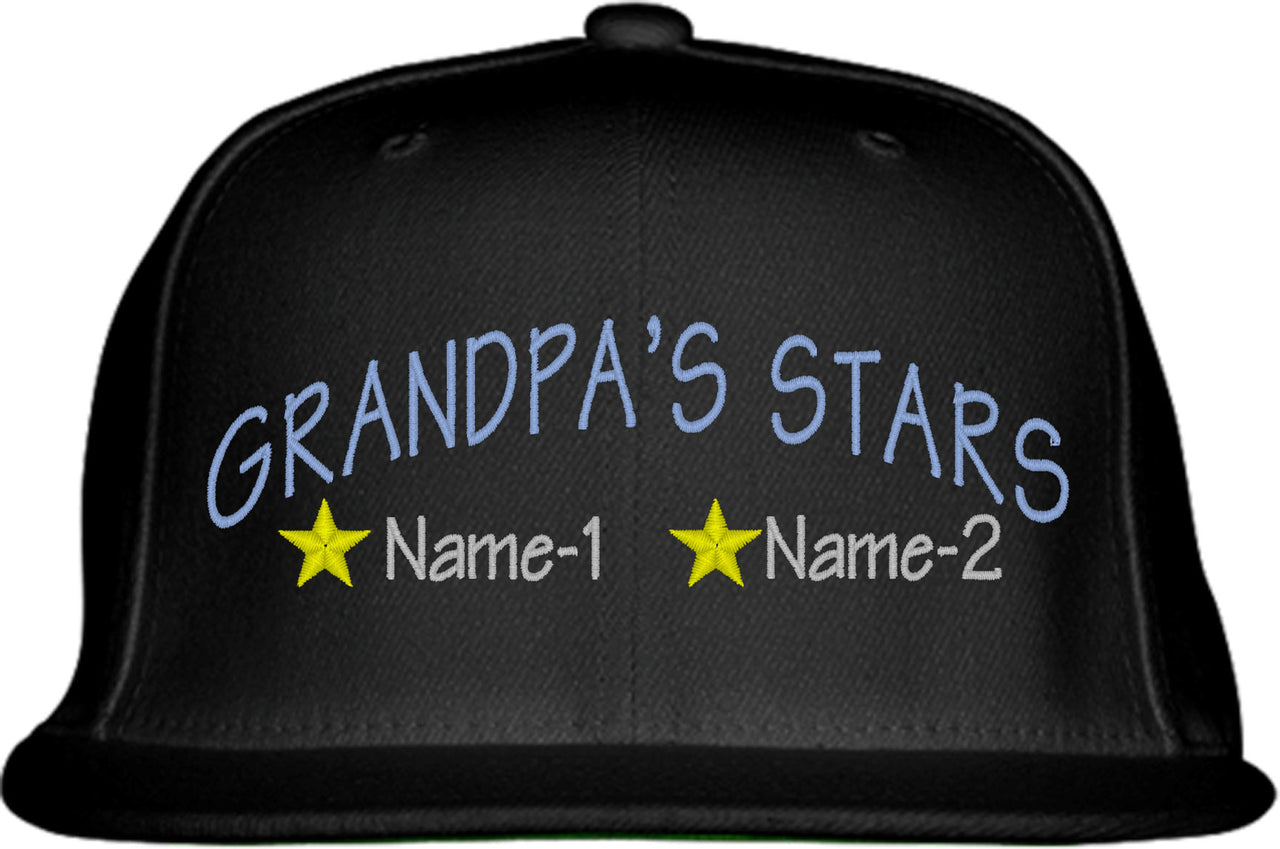 Grandpa's Stars Custom 2 Names Snapback Hat