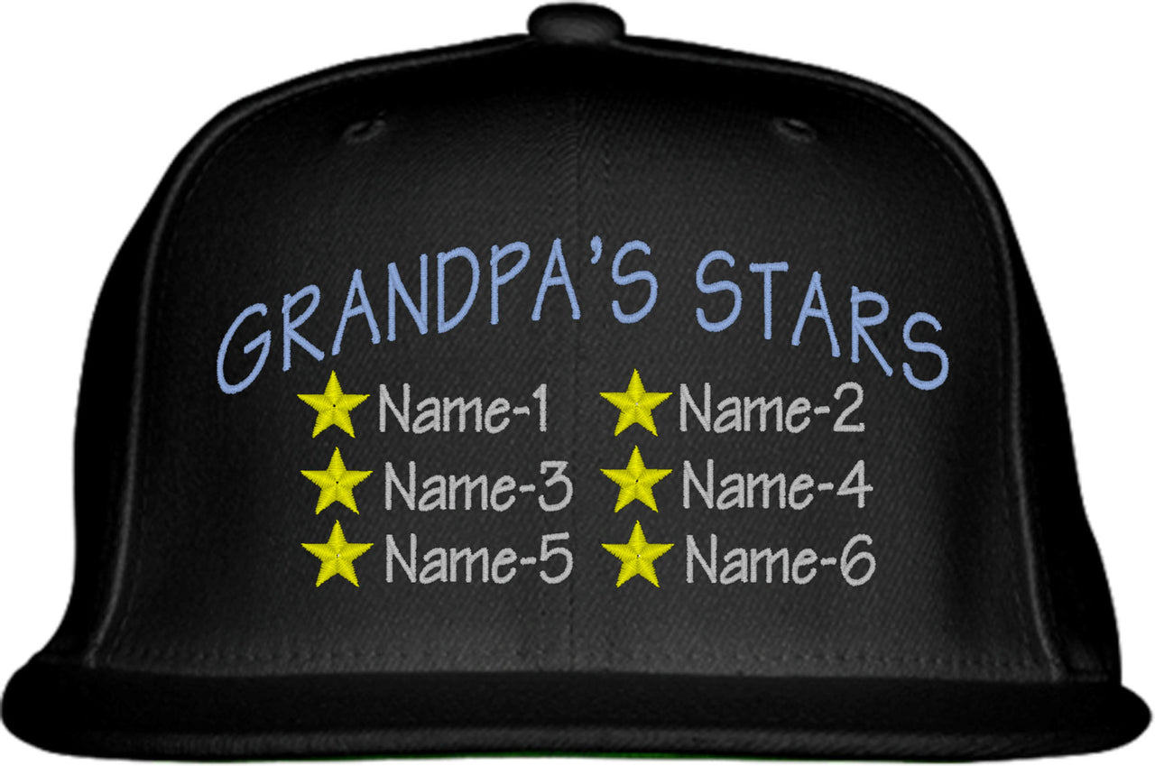 Grandpa's Stars Custom 6 Names Snapback Hat