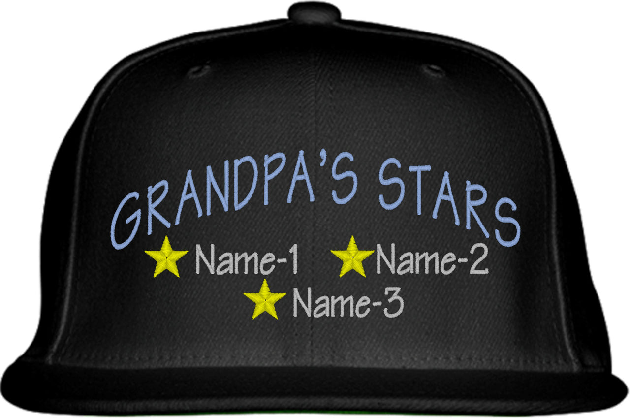 Grandpa's Stars Custom 3 Names Snapback Hat