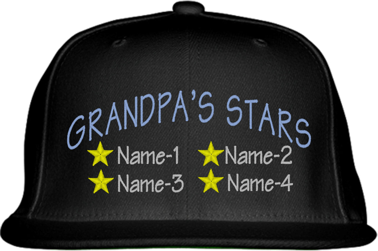 Grandpa's Stars Custom 4 Names Snapback Hat