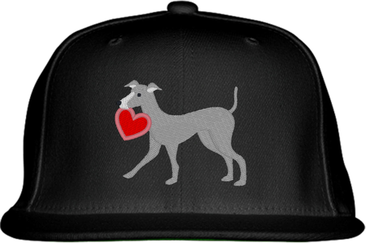 Grey Hound Puppy Dog Love Snapback Hat