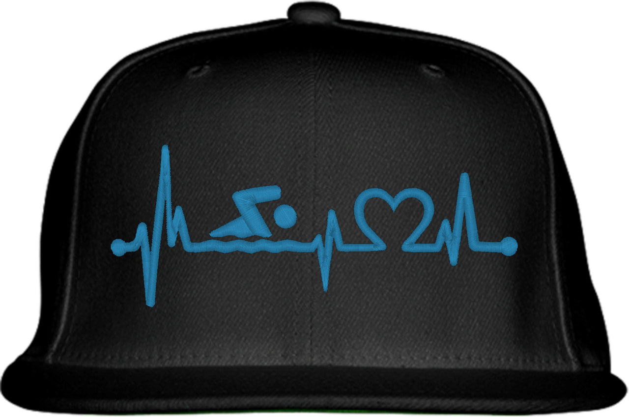 Swimming Heartbeat Lifeline Snapback Hat