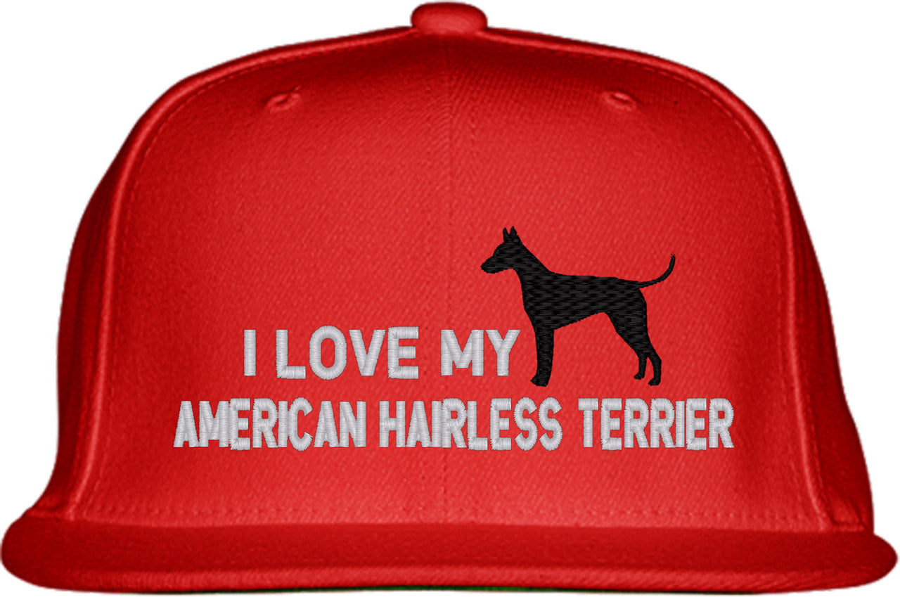 I Love My American Hairless Terrier Dog Snapback Hat