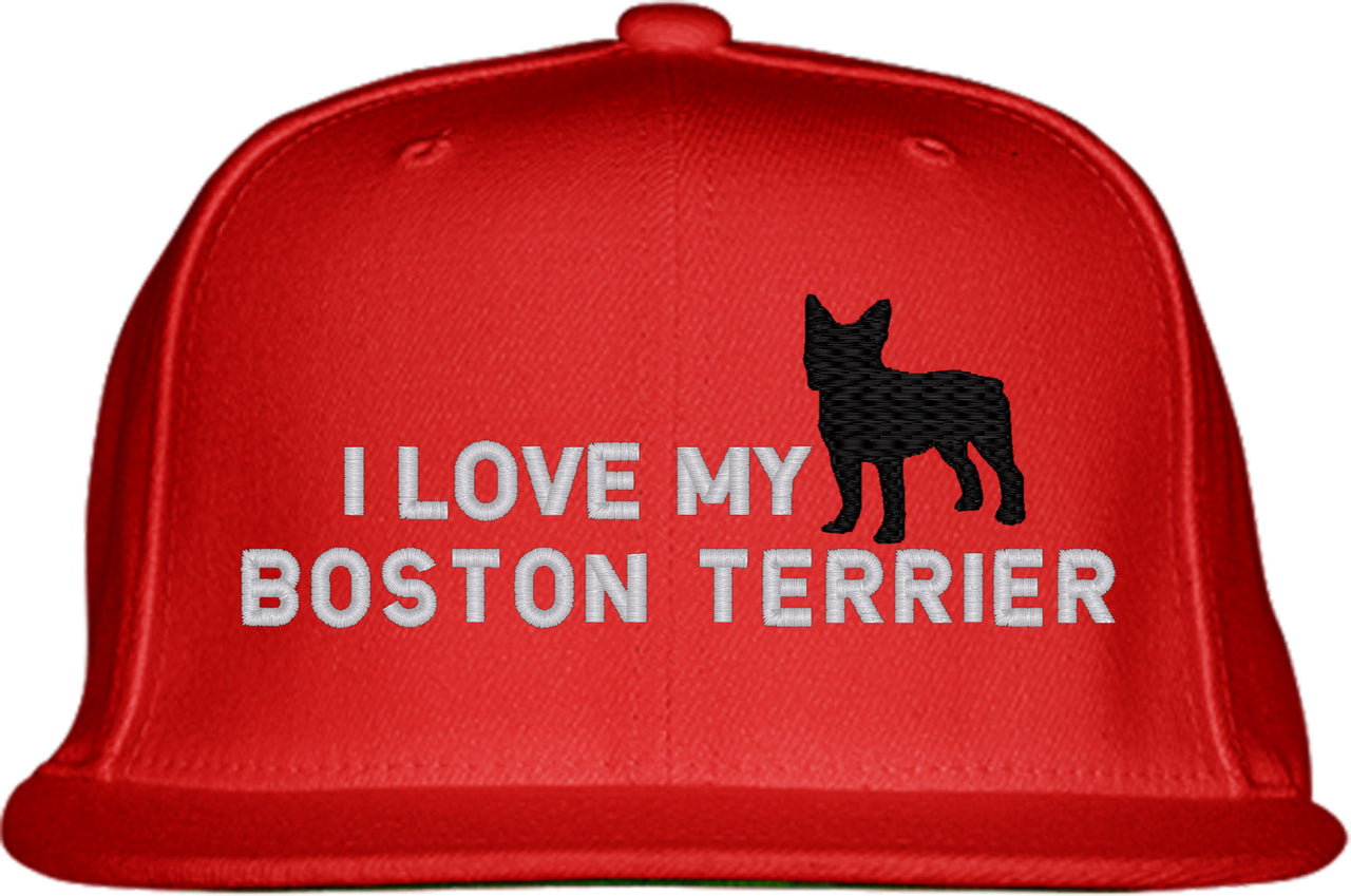 I Love My Boston Terrier Dog Snapback Hat