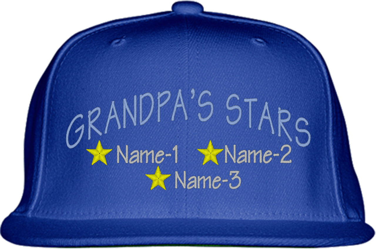 Grandpa's Stars Custom 3 Names Snapback Hat