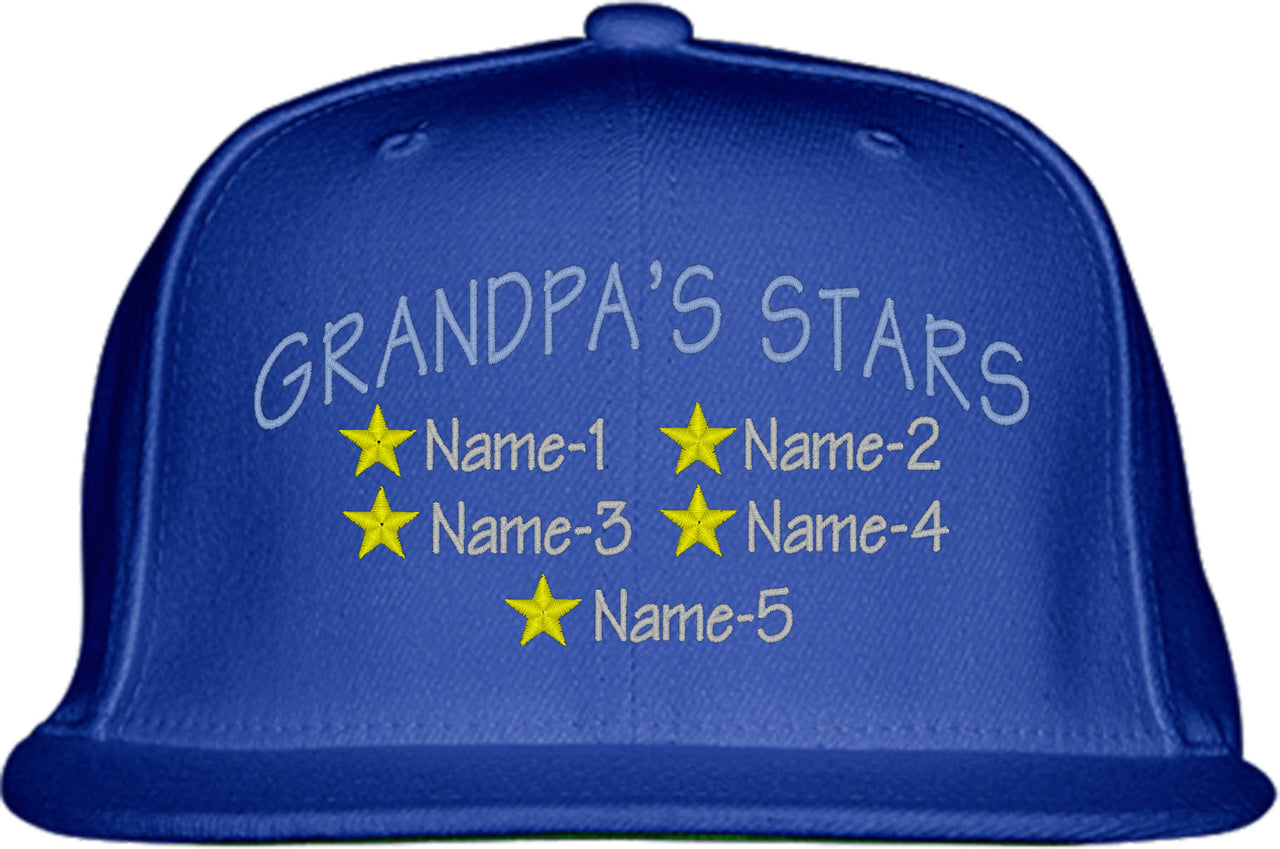 Grandpa's Stars Custom 5 Names Snapback Hat