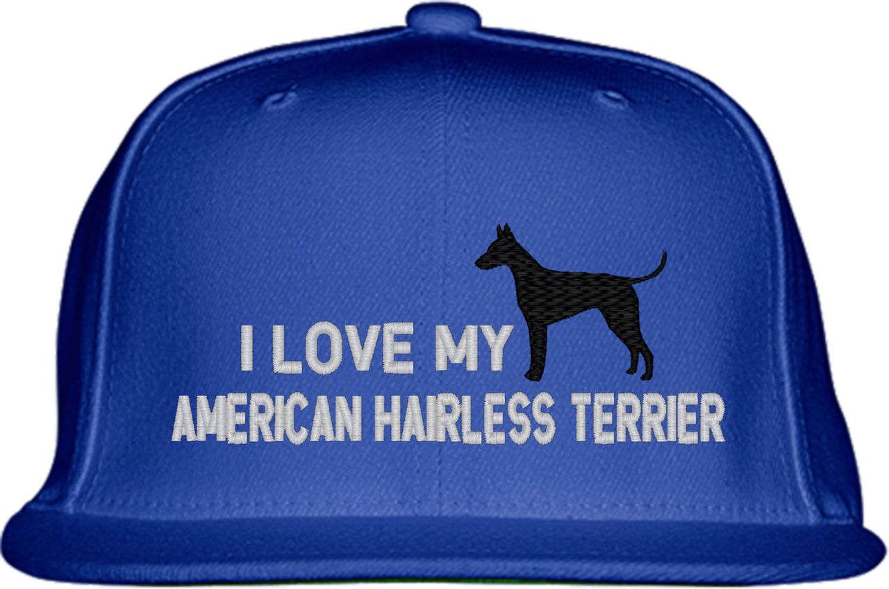 I Love My American Hairless Terrier Dog Snapback Hat