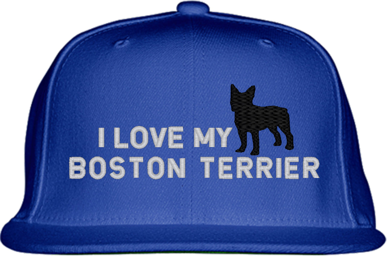 I Love My Boston Terrier Dog Snapback Hat