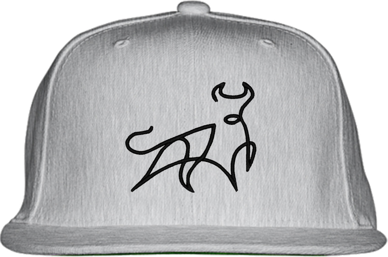 One Line Bull Drawing Snapback Hat