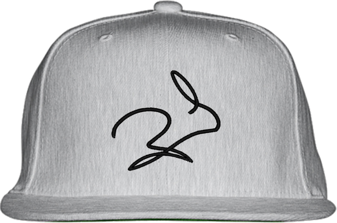 One Line Rabbit Bunny Drawing Snapback Hat