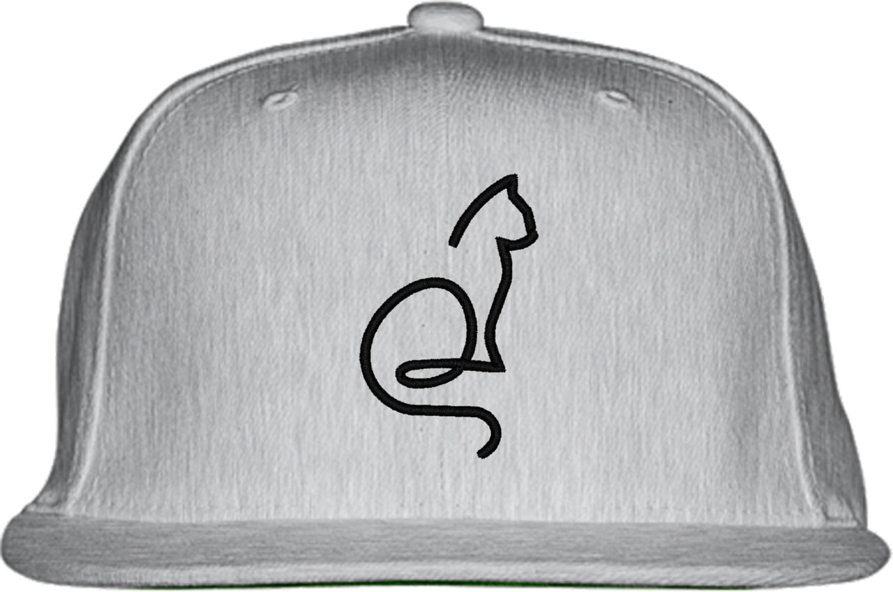 One Line Cat Drawing Snapback Hat