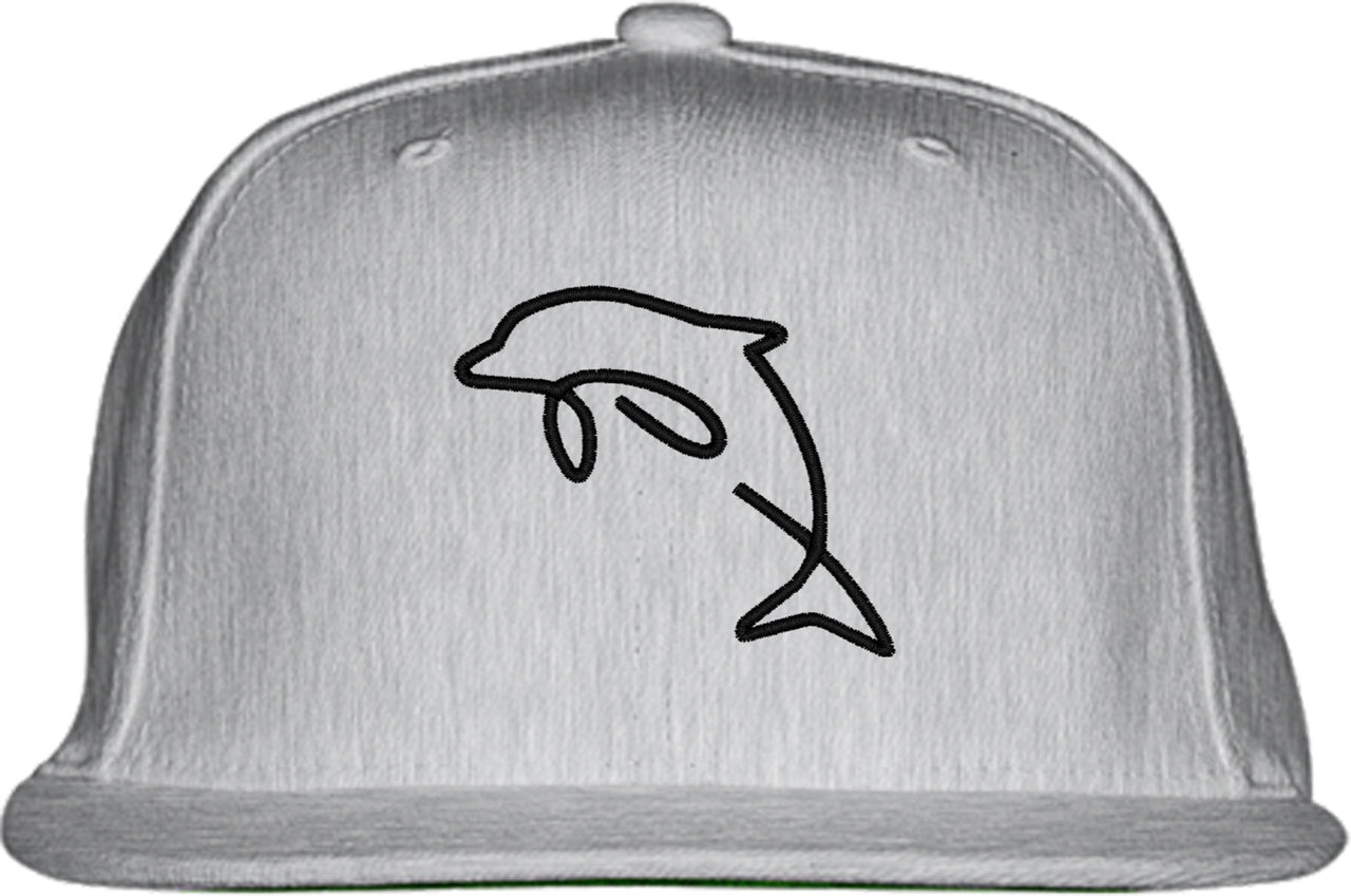 One Line Dolphin Drawing Snapback Hat