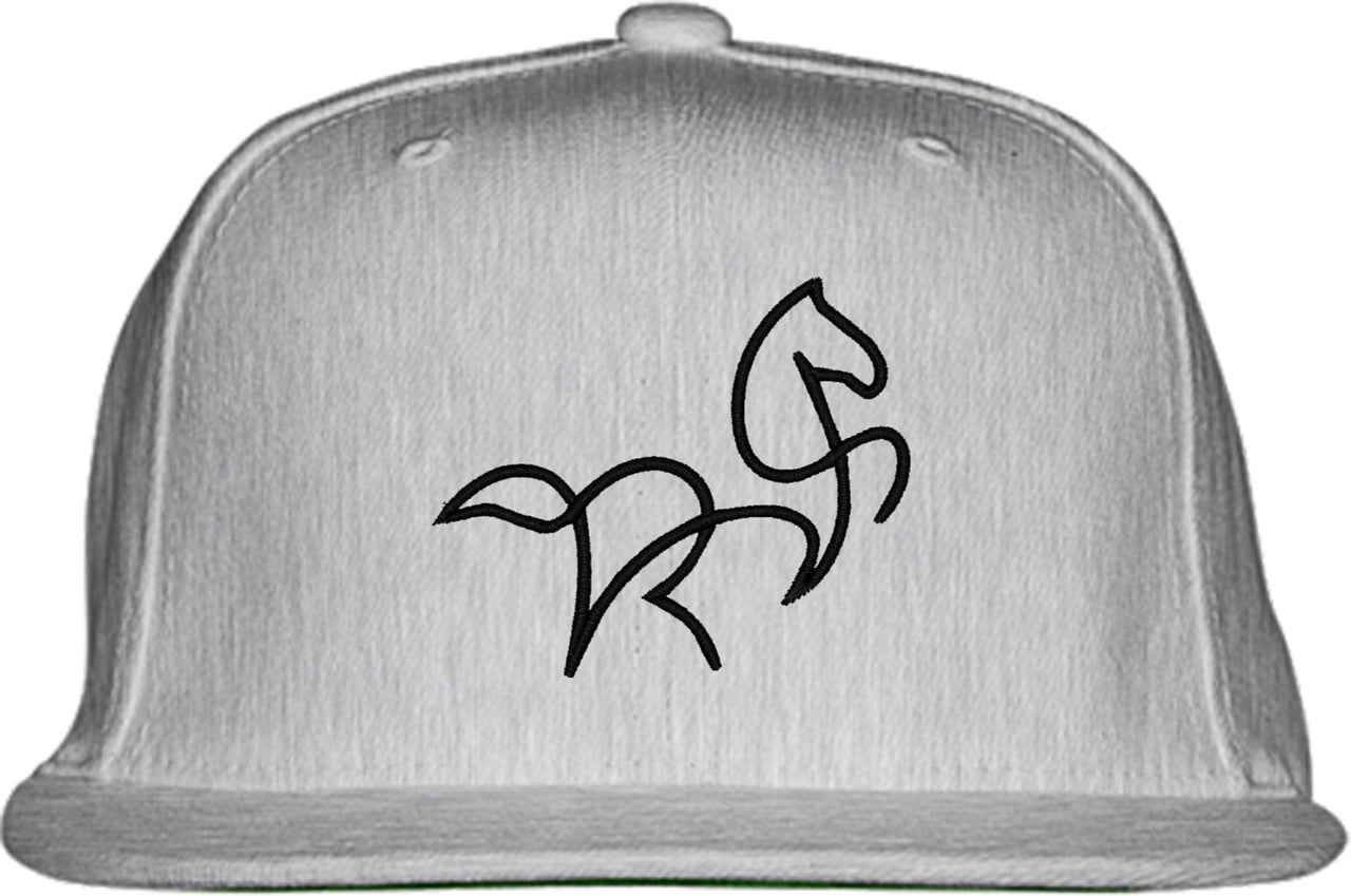 One Line Horse Drawing Snapback Hat